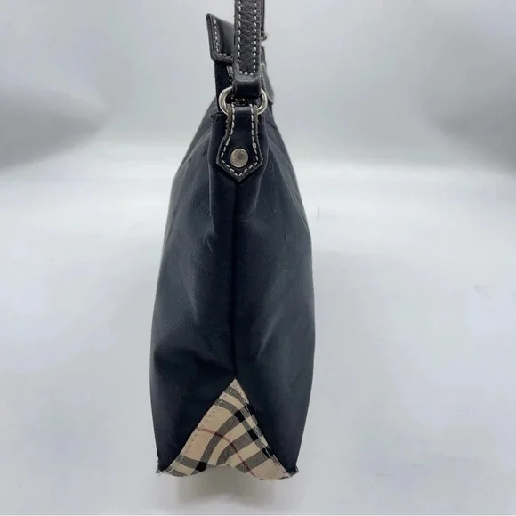 Auth Burberry Blue Label Nova Check Nylon Black Hand Bag - Picture 5 of 16